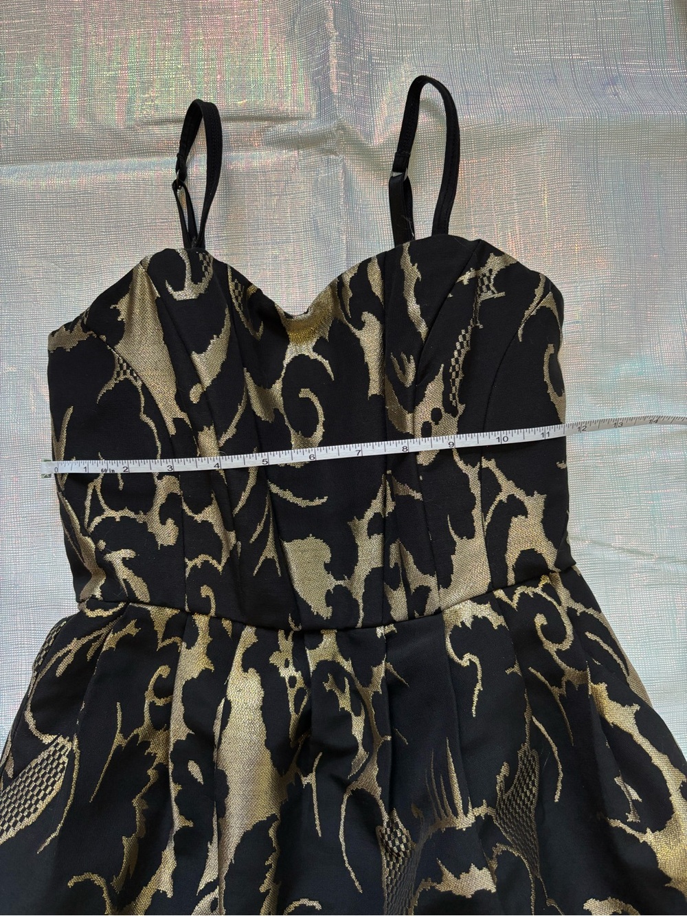 H&M Strap Mini Dress in Black and Gold Jacquard - Picture 7 of 9